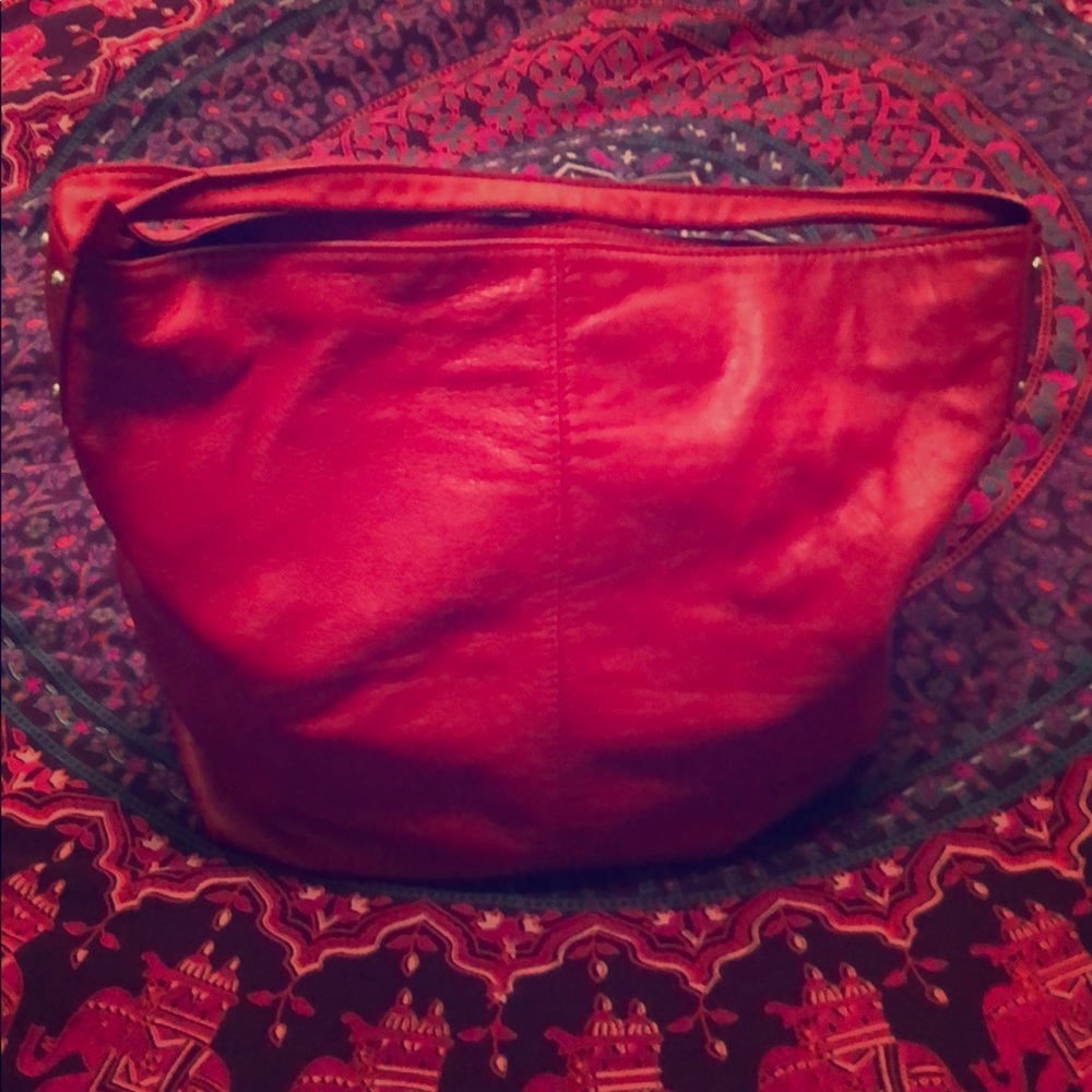 Tano Leather Hobo Bag in Cherry Red